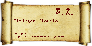 Piringer Klaudia névjegykártya